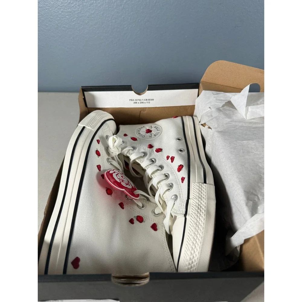 Converse Chuck Taylor All Star Hi Roses Hearts Vintage White A13650C Womens 10 - Picture 8 of 8